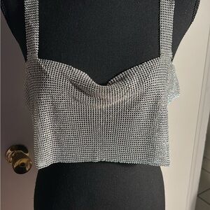Aeropostale Silver Chainmail Crop Top
